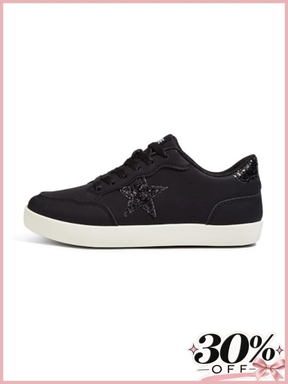 Glitter Sequins Star Sneakers Lace-Up Low Top Chunky Platform